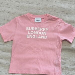 Burberry Girls Light Pink Tee with White Print size 2